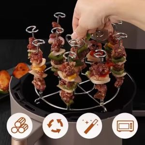 Polocat 12/15 Pin Air Fryer Grills Dehydration Racks Barbecue Skewer Stand Suitable For  Airfryer Oven Kitchen Accessories