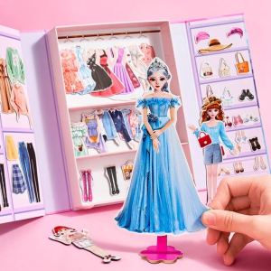 Princess Dress-Up Magnetic Stickers DIY Puzzle Girls Toy Quiet Book Girls Handcraft Gift Educational Fun Activities for Kids