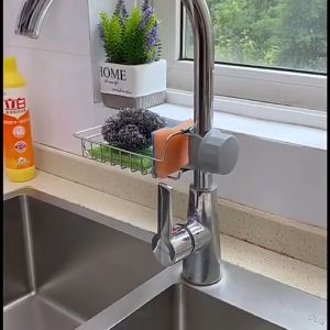 Art Living Kitchen Faucet Sponge Holder Stainless Steel Faucet Shelf Drain Rack