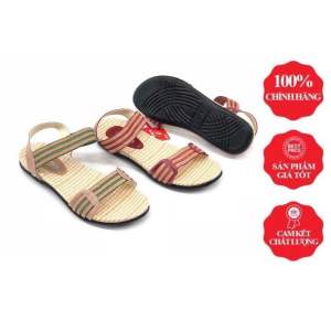 Sandal nữ Bitas SYN.62 (Cam đen + Đỏ kem + Xanh lá kem)dép quai hậu học sinh quai ngang2quai gián