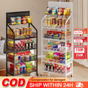 Supermarket Shelves Snack Shelf Grocery Rack Display Rack for Store Kitchen Rack Metal Rack Storage Rack with Wheels Kitchen Rack
