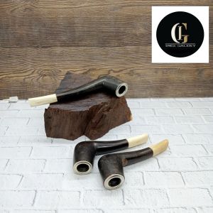 Pipa once cangklong minimalis kayu Kelor hitam kombinasi tulang B39