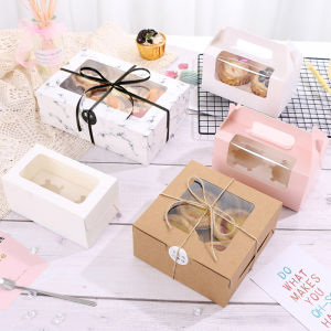 1/2/4/6/12-Piece Paper Cup Cake Packing Box Satchel Muffin Box Egg Tart Box Pastry Dessert