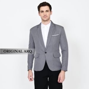 Jas Abu List Putih Pria Slimfit Terbaru Bahan Valencia Premium Modern Korean Style Premium