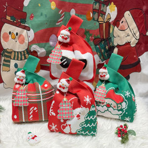 Christmas Gift Cartoon Knitted Handbag Soft Vertical Square Shape Baggable for Men And Women Cute Style Handheld Wrist Bag