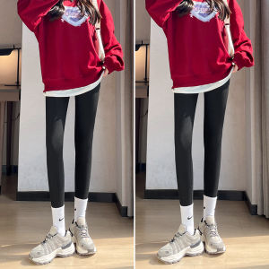 กางเกงเลกกิ้งผู้หญิงใส่ด้านนอกสำหรับฤดูใบไม้ผลิและฤดูใบไม้ร่วงกางเกงผ้าฝ้ายผ้ายืดรัดรูปสีเทาไซส์ใหญ่ใส่ช่วงฤดูใบไม้ร่วงและฤดูหนาวกางเกงฤดูใบไม้ร่วงลายเกลียวสำหรับฤดูใบไม้ร่วง