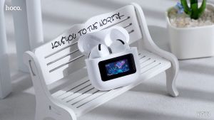 【24 hours Shipped】 Hoco EW73 Original 100% true wireless TWS Bluetooth 5.4 Earphones touch screen Headphones Earbuds With Built-in Microphone Screen Displays With LED intelligent