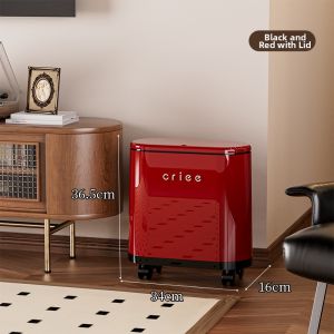 QIANQIN | Space-saving Elliptical New Home Trash Bin Red Push-top Lid