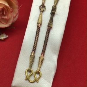 สร้อยคองานดิบทองเหลืองลายกระดูกงูกลมหัวจรวด ห้อยพระได้ 5 องค์ (5ห่วง) ความยาว 28 นิ้ว งานดิบไม่ได้ชุบ ทองเหลืองโบราณ พร้อมส่ง