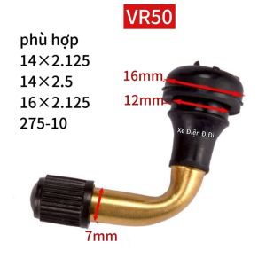 Van vòi  xe điện PVR50 PVR60 PVR70 van cong bằng đồng kín hơiphụ kiện phụ tùng xe đạp điệnxe máy điện
