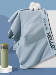 กางเกงบ็อกเซอร์ชายผ้าฝ้ายแท้ระบายอากาศได้ดี ทรงเอวกลาง ทรงสี่เหลี่ยม ทรงสปอร์ต สำหรับเยาวชนและวัยรุ่น