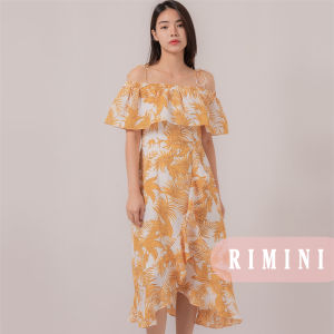 RIMINI - Dress Cewek Holiday Sabrina Midi Ruffle Katun Premium XS-XL - Kenna Dress 85576