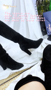 Falimottype Womens Casual Classic High-Heel Over Knee High Boots Fashionable Back Lace-Up Suede Elastic Long Boots (Add 1 size)