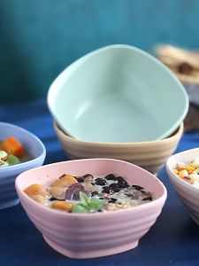 Household Eco-Friendly Wheat Straw Bowls Unbreakable Snack Fruit Bones Plate Square Colorful Salad Bowl
