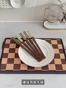 High Quality Heat-Resistant Non-slip Chicken Feather Wood Chopsticks Long Style