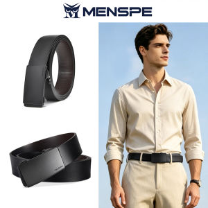 MENSPE Men’s Belt Business Leisure Belt Stylish 120CM Belt Automatic Buckle Belt Second-layer Cowhide Waistband Youth Sports Pant Belt Stylish Simple Nice Waistband Durable Belt