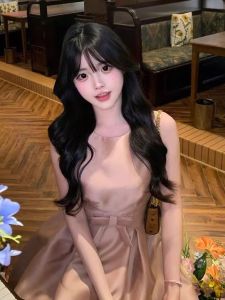 CHANGTONG | French High-End Puffy Short Skirt Beautiful Dress Slim Fit A-Line Silhouette High Waist Pure Color Spring Fashion For Young Women