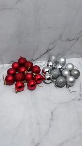 iCantiq Bola Natal 4CM Set 12 Pcs Aksesoris Gantung Hiasan Pohon Natal Dekorasi Christmas Ornamen