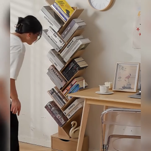 ชั้นวางหนังสือ 18ชั้น ชั้นวางของมุม หลายชั้น ชั้นวางแนวตั้ง ห้องนอน ประหยัดพื้นที่ ห้องนั่งเล่น ชั้นวางไม้ ชั้นวางของ