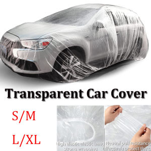 Universal Plastic Transparent Car Cover Waterproof Dustproof Full Exterior Covers 4 Size Disposable Full Car Cover