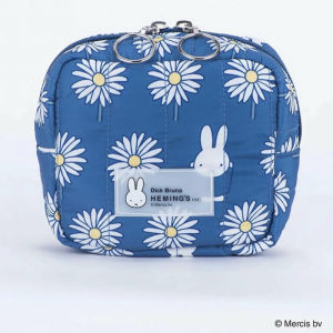Bandai | Kawaii Japanese Style Miffy Rabbit Flower Cartoon Print Square-shaped Makeup Bag Pocket Purse for Girls and Women Portable