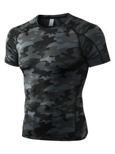 Camouflage สีดําเสื้อผ้าออกกําลังกายสําหรับชายแขนสั้นแขนยาววิ่งจ๊อกกิ้งการฝึกอบรมและฟิตเนสกีฬากลางแจ้ง