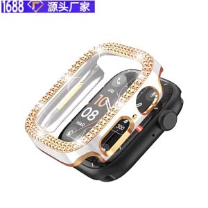 casesนาฬิกาสำหรับiWatch เคสป้องกันเพชรคู่ฝังเพชร iwatch เคสป้องกัน1/2/3/4/เคสนาฬิกาครึ่งแพ็ค38mm/40mm/41mm