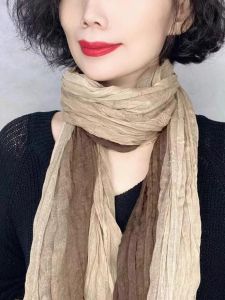 Khăn Choàng Lụa Nhiều Màu Sắc Mùa Thu 2024 Cho Nữ Khăn Choàng Cổ Ấm Áp Kiểu Dáng Xếp Ly Đa Năng Phong Cách Hàn Quốc