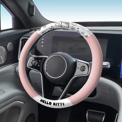 Hello Kitty | Breathable Sweat Absorbing Anti Slip D-type Cartoon Car Steering Wheel Cover