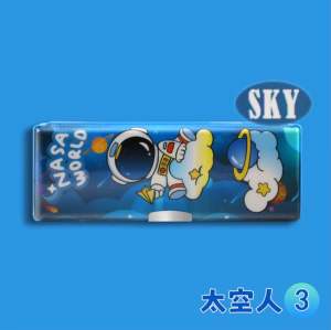 Childrens cartoon cute wind band sharpener stationery box double open plastic elementary school pencil case 双层笔盒卡通星戴露文具盒儿童宇航员小学生铅笔盒( Random Colour )