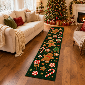 Thảm Trải Sàn Lối Đi Giáng Sinh Bằng Vải Flannel Trang Trí Trong Nhà Lễ Hội Cho Cầu Thang Hành Lang Lối Vào Nhà Bếp - Có Thể Giặt Máy Chất Liệu Polyester Không Thấm Nước
