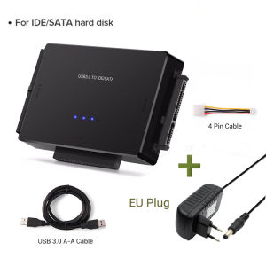 USB 3.0 to IDE SATA Converter Hard Drive Reader for Universal 2.5/3.5 IDE Hard Drive & SATA HDD SSD with 12V 2A Power Adapter
