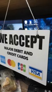 DEBIT AND CREDIT CARDS ACCEPTED DOOR BANNER