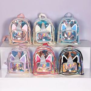 New Design Kid Laser Transparent Backpack Unicorn Transparent Bag Cute Kindergarden Bag Toy And School Storage Bag