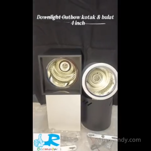 DOWNLIGHT OUTBOW 4 INCH KOTAK BULAT HITAM PUTIH DLOB KAP TEMPEL E27 LAMPU TERAS PLAFON BONUS BRACKET