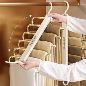 Home Use Foldable Pants Hanger No Trace Anti Slip Clothes Hanger Multi Layer Multi Functional Pants Storage Tool