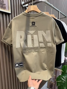 New Fashion Embroidered Large Letter Short Sleeved MenS American Style Loose Shoulder Versatile Ins Trendy Half Sleeved T-Shirt