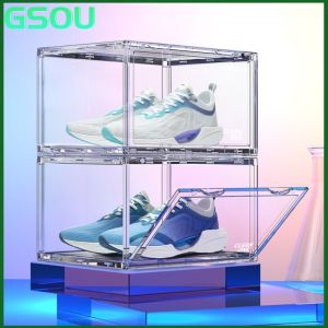 Acrylic Shoe Box Clear Magnetic Stackable Organizer Large Space Container Storage Shoe box