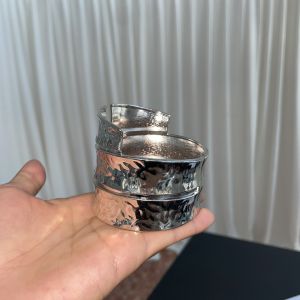 Retro Exaggerated Cool Wide Brim Spring Bracelet Irregular Heavy Work Silver Texture Multi Layer Stack Wear Bracelet