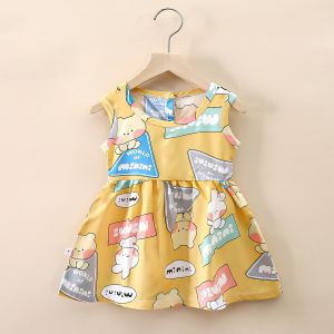 Princess Style Cotton Silk Baby Dress Summer Childrens Skirt Girls Vest Dress Infant Dress Casual A-Line Skirt round Pattern