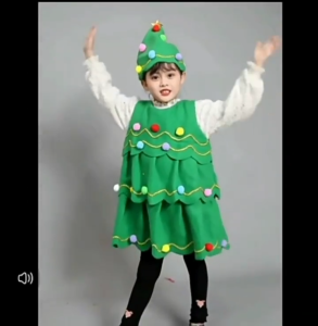 Christmas Costume For Kids Girl 3-12yrs Sleeveless Dress + Hat Christmas Tree Costume Santa Claus Costume For Kids Fancy Christmas Party Dress Set Performance