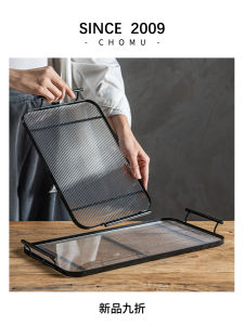 จานรองแบบยาวพร้อมช้อนและถ้วยน้ำสแตนเลสสำหรับใช้ในบ้าน จานรองอาหารสำหรับธุรกิจ จานรองอะครีลิกสุดหรูหรา