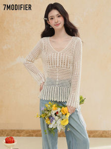 7.Modifier | Áo Thun Dây Kéo Flared Tay Lỏng V-Neck