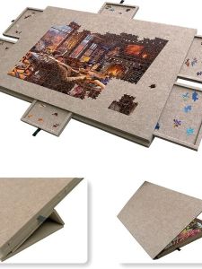 Portable Folding Puzzle Table Board with Stand And 6 Drawers Classification Felt Adult Puzzle 1500 Pieces Crossword Tabletop