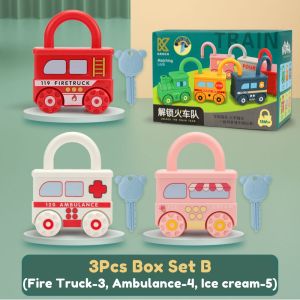 Connecting Train Number Learning Padlocks Toy [Single Unit] Kids Lock and Keys Educational Montessori Mainan Murah Baby