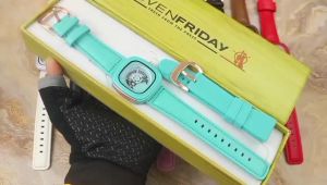 Promo Paket Box Exclusive + Tali Rubber / Jam Tangan SevenFriday Kotak VA-842SAR / Jam Tangan Fashion Wanita Tali Kulit Diameter 4 cm