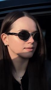 Kacamata Hitam Elips Retro Untuk Pria Dan Wanita Mengemudi Kacamata Anti-UV Pantai