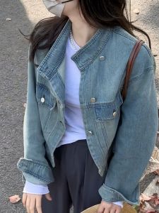 Casual Short Denim Jacket Womens Baseball Style Spring Autumn Fashionable Versatile Loose Fit Korean Version Top Coat