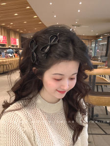 Elegant Leather Butterfly Knot Hair Clip Womens Fringe Duckbill Clip Simple Versatile Black Edge Clip Top Clip Hair Card