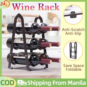 Foldable Wine Rack Organizer Shelf Steel Wine Rack Organizer 6 Bottle Wine Organizer Rack Stand For Kitchen Restaurant Christmas Birthday New Year Party